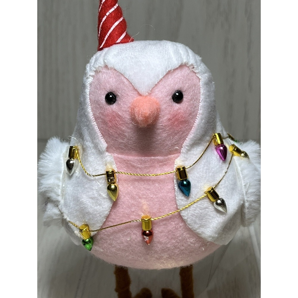 Wondershop Featherly Friends Brook Bird Figure Pink Red hat lights‎ 2023 Xmas